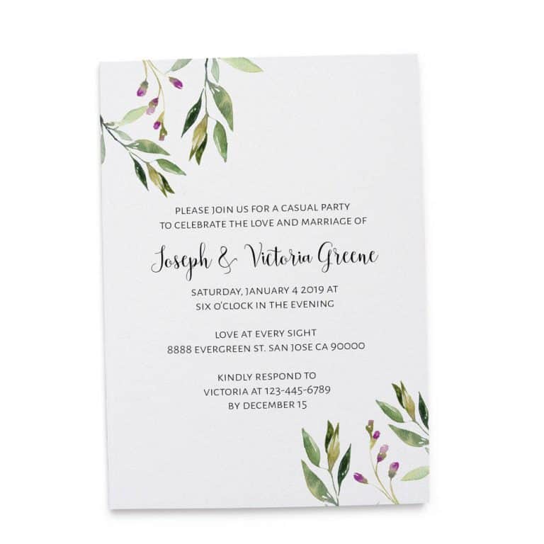 Elopement Reception Invitation Cards, Wedding Reception Invitations, Floral Simple and Minimalistic Invitation Card elopement211