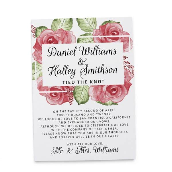 Tied the Knot!, Elopement Reception Party Invitations, Casual Wedding Reception Cards, Printed Printable Wedding Party Card elopement256