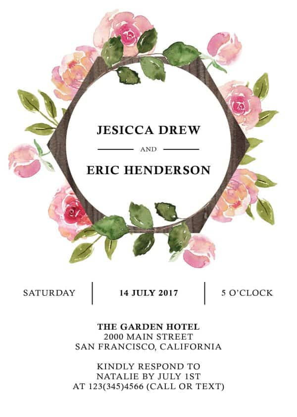 Floral Aquarelle Elopement Reception Party Invitations, Casual Elopement Wedding Reception Cards, Wedding Party Flat Card elopement264