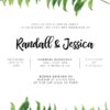 Fresh Wedding Reception Cards, Post Wedding Party Celebration, Delighted to Invite You Card, Fabulous Nature Leaves elopement302
