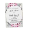 Rustic Geometric Frame Spring Wedding Reception Invitations, Casual Elopement Party Cards Pink Flowers  elopement364