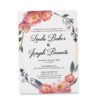 Pink Poeny Floral Frame Spring, Garden and Outdoor Wedding Reception Flat Card elopement362