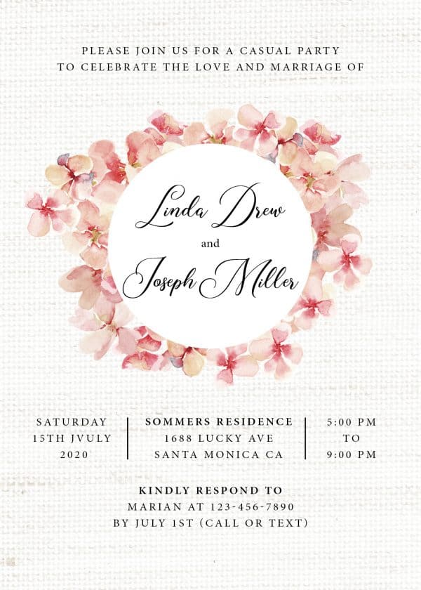 Rustic Pink Coral Floral Wedding Elopement Reception Cards elopement371