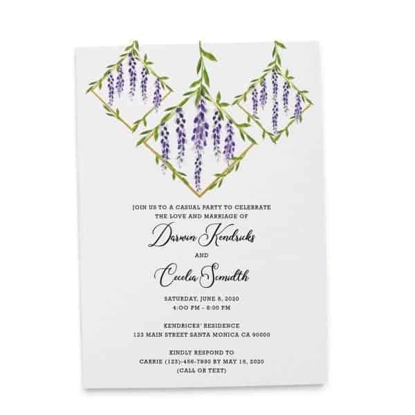Tied The Knot Elopement Announcement Card, Watercolor Galaxy Celestial Wedding Card#441