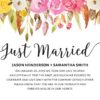 Just Married Eloped Cards Announcement Cards, Floral with Gold Glitter Announcements elopement104