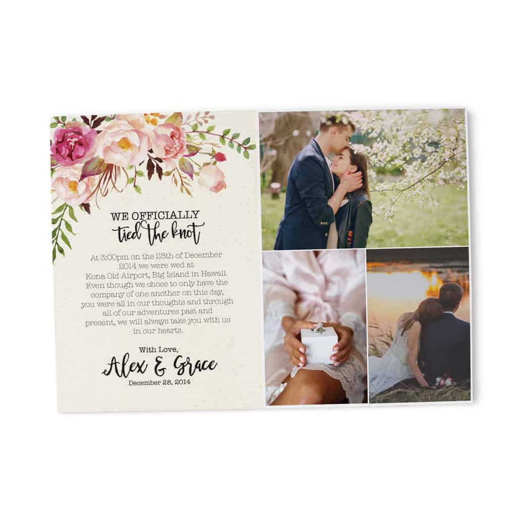 Elopement Announcement “Tied The Knot”, Post Wedding Announcement, Printed  and Printable Elopement Announcement Cards elopement192 – LoveAtEverySight