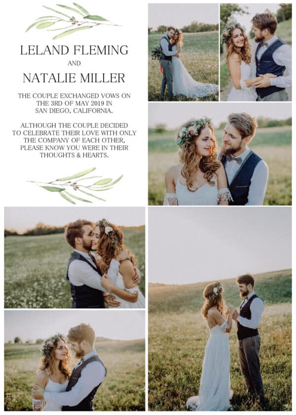 Simple Elopement Announcement Cards, Add your own photos Wedding Announcement Cards,Printed and Printable Elopement Announcement Cards elopement240
