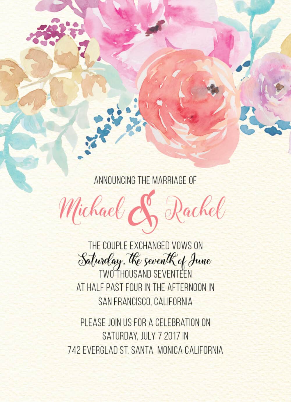 Elopement Announcement Cards, Vintage and Floral Elopement Cards elopement25