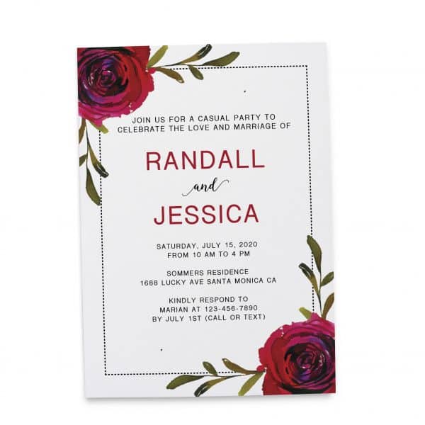 Post Elopement Party Invitation Cards, Custom Wedding Celebration Cards, Wedding Favors, Dazzling Roses Theme elopement308
