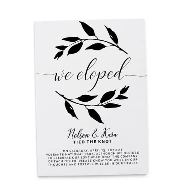 Married Announcement Card We Eloped, Wedding Announcement Cards, Printed Elopement Announcement Cards Tied The Knot elopement313