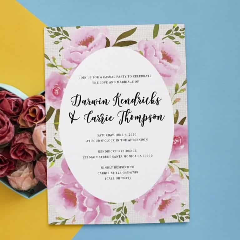 Boho Reception Invitation Cards Blue Watercolor Frame, Casual Elopement Party Cards elopement384