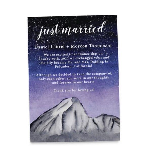 Just Married Watercolor Galaxy Elopement Announcement Cards, Wedding Elopement Card, Announcement Cards elopement392