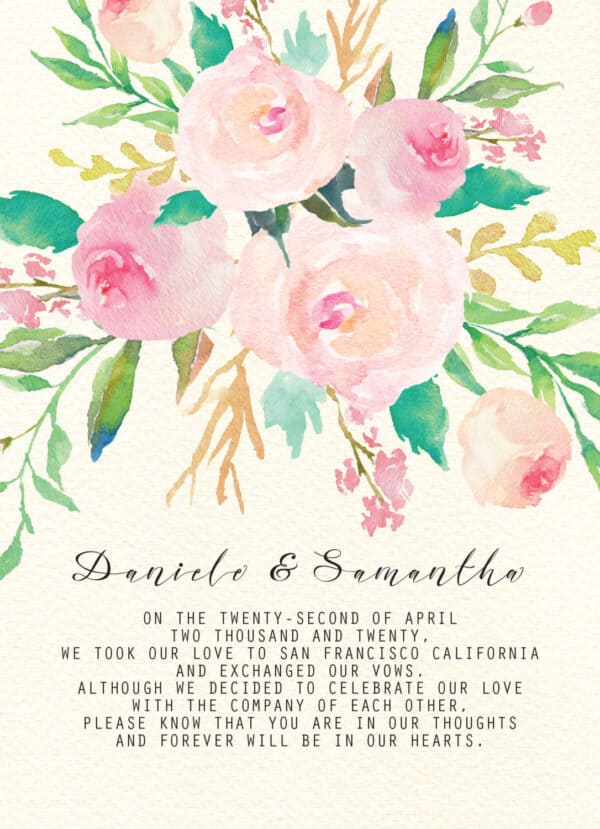 Elegant Floral Elopement Announcement Cards, Personalized Eloped Cards elopement52