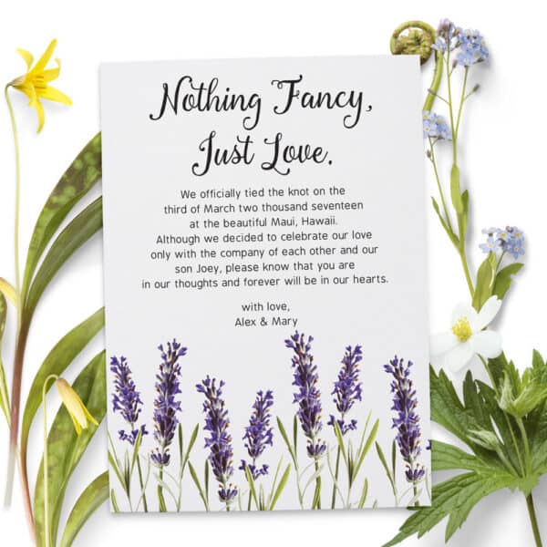 Nothing Fancy Just Love, Wedding Announcement Cards, Printed and Printable Elopement Announcement Cards elopement80