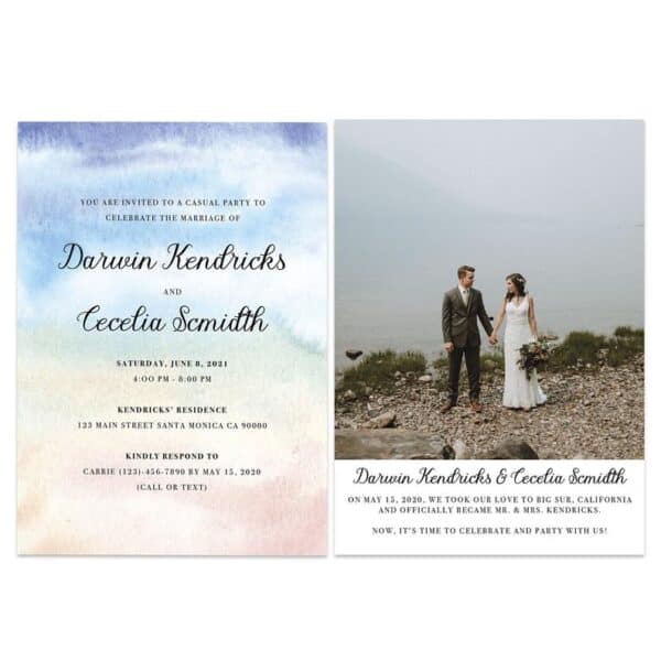 Boho Wedding Elopement Announcement And Party Reception Invitation Cards elopement430