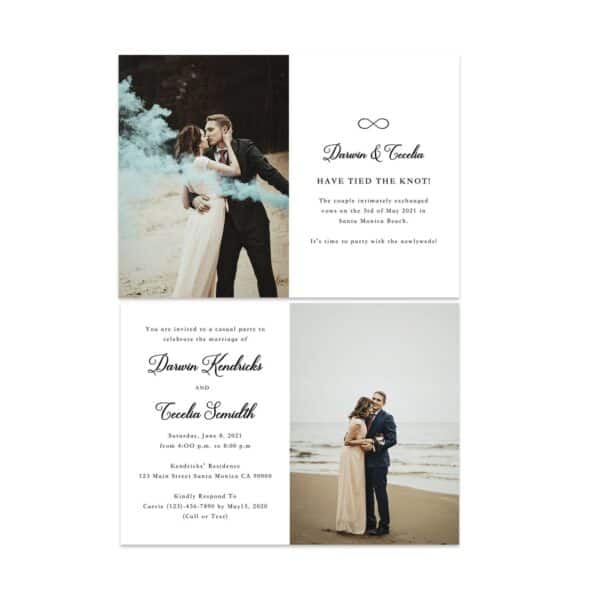 Tied The Knot Wedding Elopement Announcement And Party Reception Invitation Cards #432