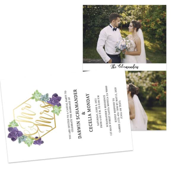 Floral Wedding Elopement Announcement And Party Reception Invitation Cards #436