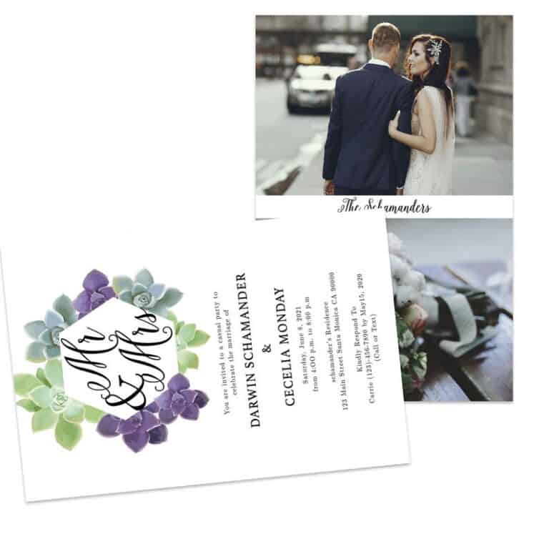 Rustic Succulent Wedding Elopement Announcement And Party Reception Invitation Cards #438