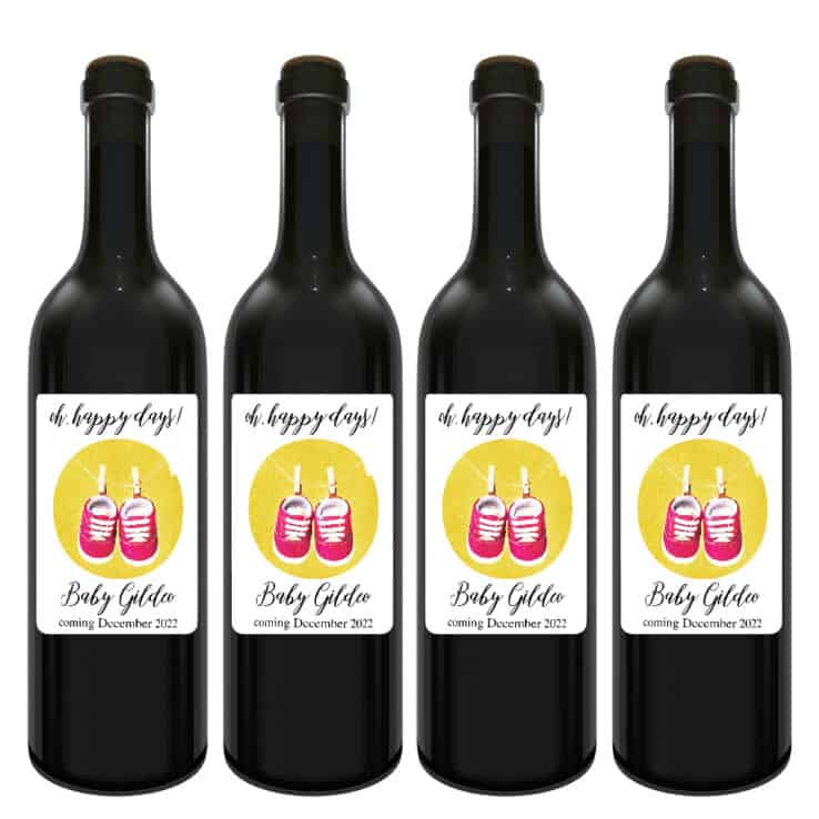 Oh happy days pregnancy announcement wine labels cute shoes bwinelabel191