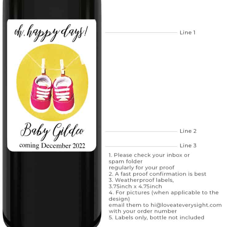 Oh happy days pregnancy announcement wine labels cute shoes bwinelabel191