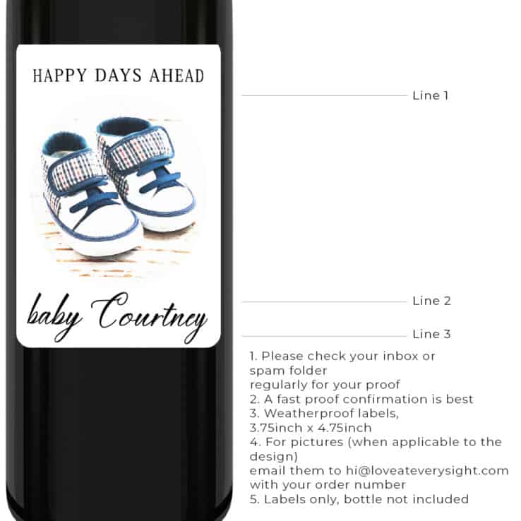 Happy days ahead pregnancy baby announcement wine labels bwinelabel193