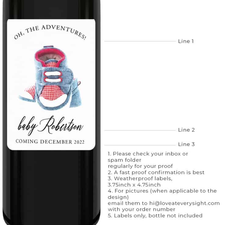Cute baby shoes pregnancy announcement wine labels bwinelabel196