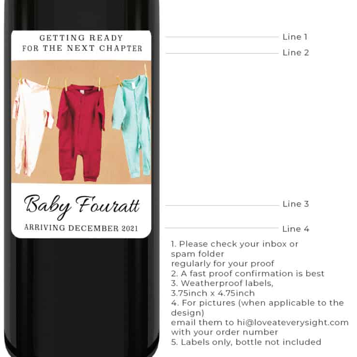 Unique custom pregnancy announcement wine labels bwinelabel201