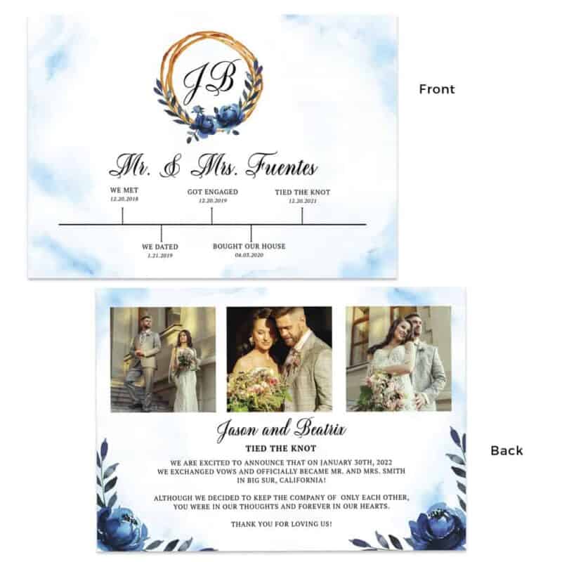 Tied the knot wedding elopement marriage announcement cards #466