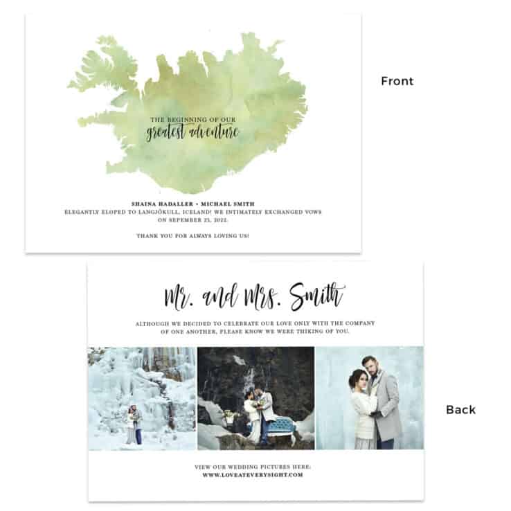 The Beginning of our greatest adventure, Iceland elopement announcement cards #482