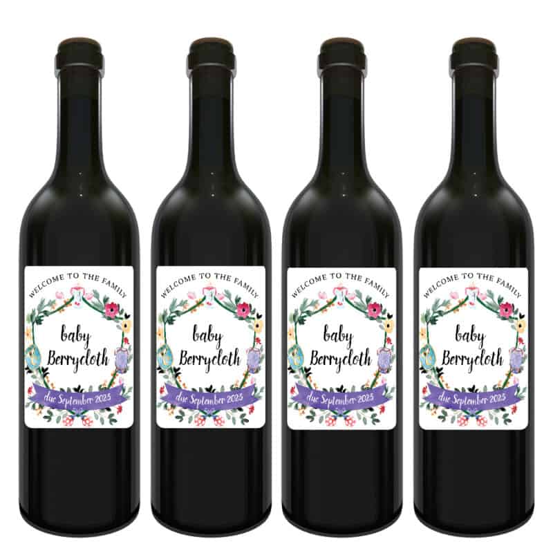 Modern Custom Pregnancy Announcement Wine Labels Welcome to the Family bwinelabel216