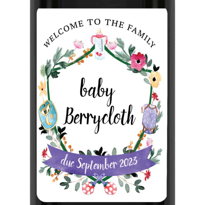 Modern Custom Pregnancy Announcement Wine Labels Welcome to the Family bwinelabel216