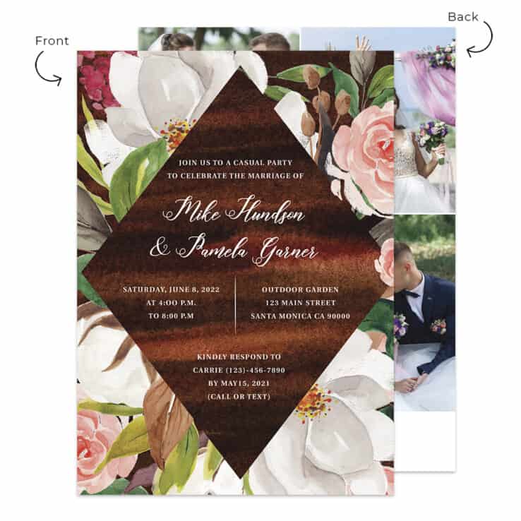 Rustic Wedding Reception Invitation Custom Cards, 518