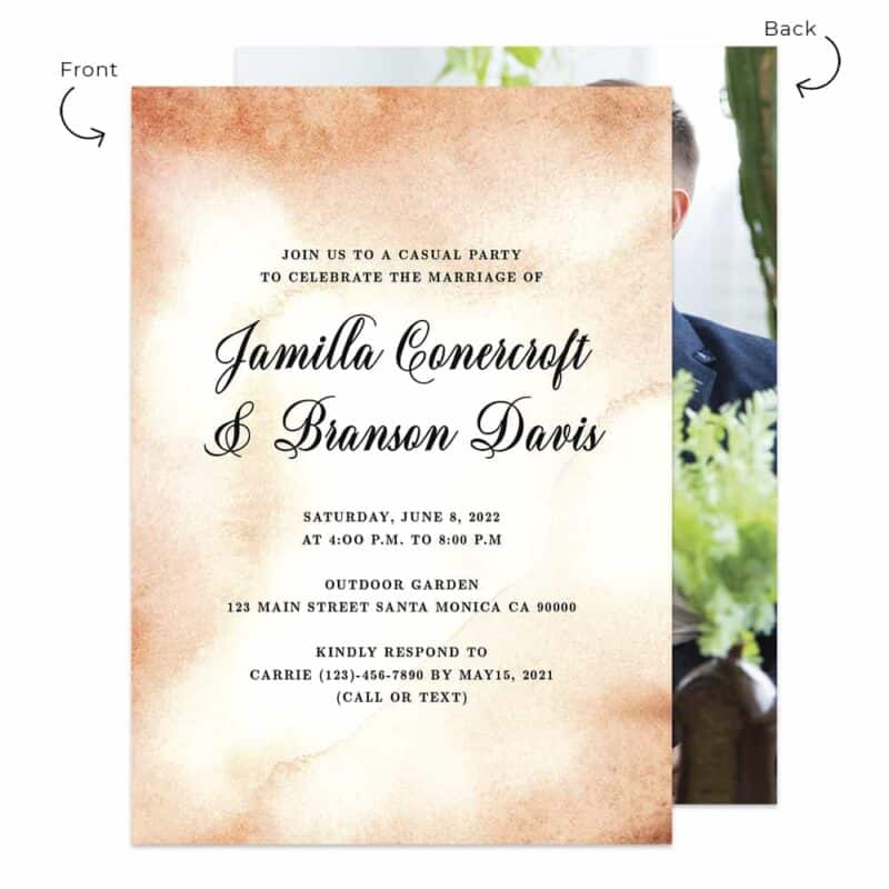 Rustic wedding reception party custom party invitation cards #527