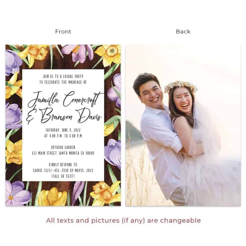 Rustic flora springl wedding reception party invitation custom cards #529