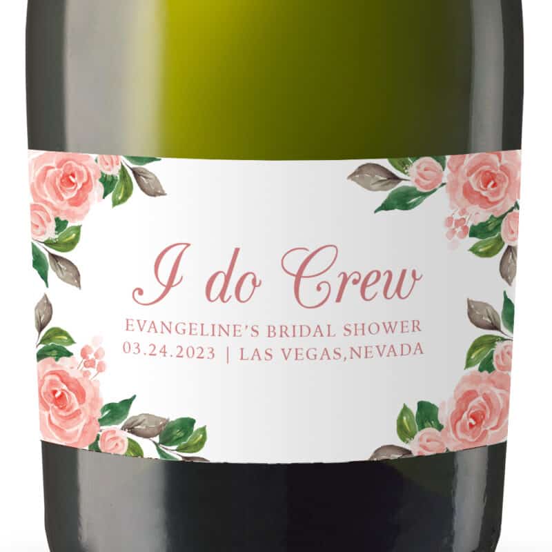 Floral I do Crew Custom Bridal Shower Mini Champagne Party Favors set of 8 mn293