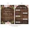 Custom rustic wedding reception cards with timeline, floral spring design #535