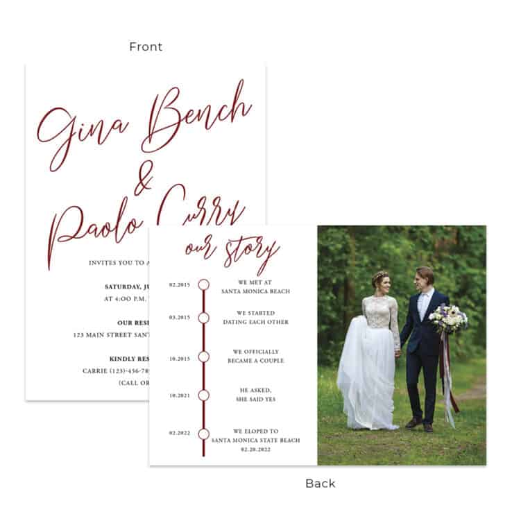 Simple and minimalist Red wedding reception party cards #539