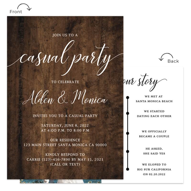 Beautiful rustic wedding reception party invitation cards #543