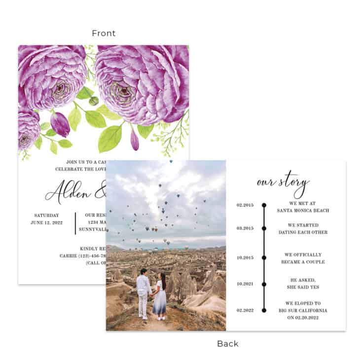 Ranunculus floral spring wedding reception party invitation cards #546