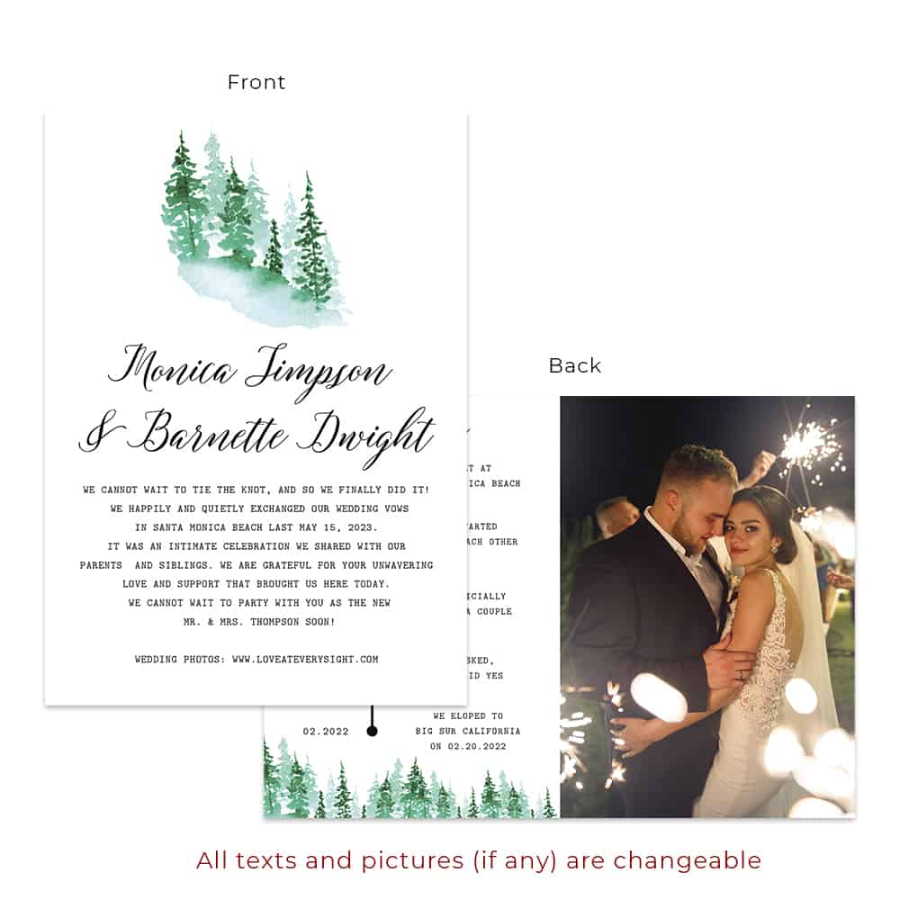 Just Married Wedding Elopement Announcement Cards, 5″ x 7″, Tropical  Foliage, Summer Wedding – LoveAtEverySight