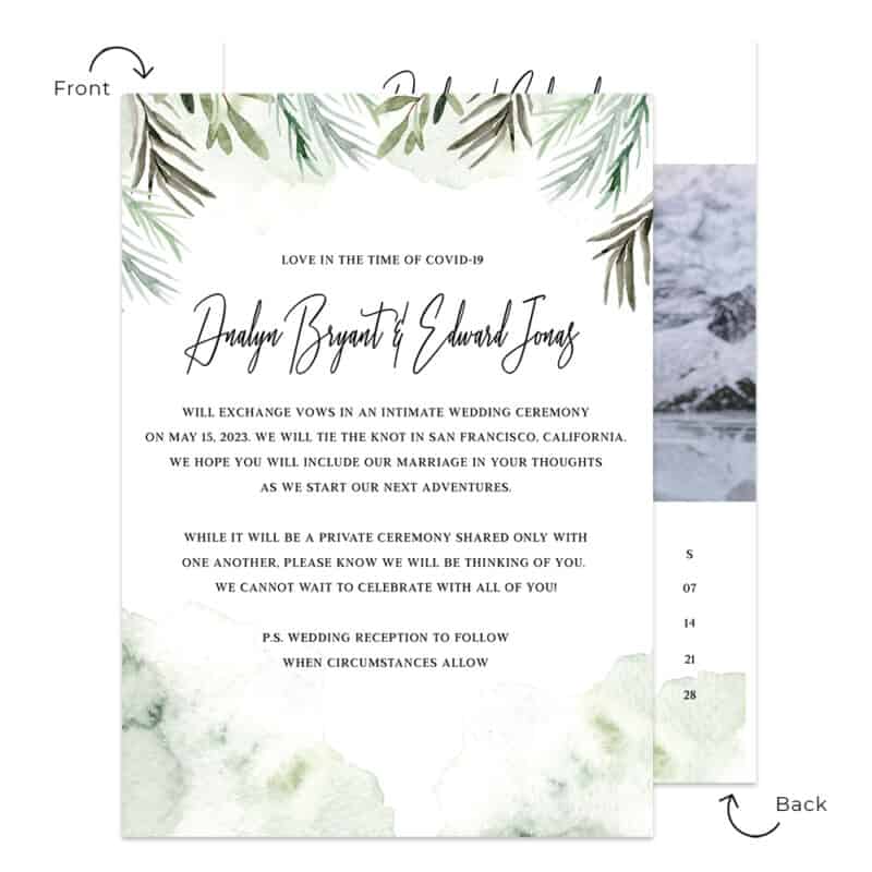 Summer tropical intimate wedding announcement cards custom #569