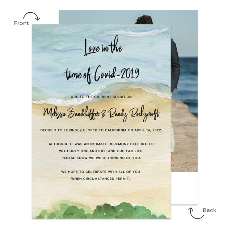 Beach Summer Love in the Time of Covid 2019 Elopement announcement Cards #614