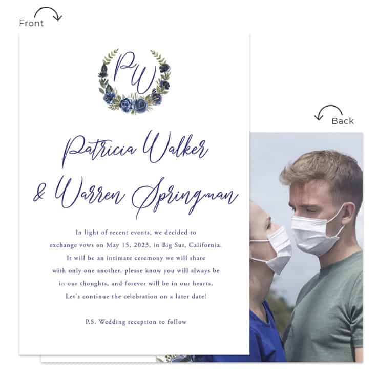 Minimalist Winter Elopement Intimate Wedding Printed Announcement Cards #643