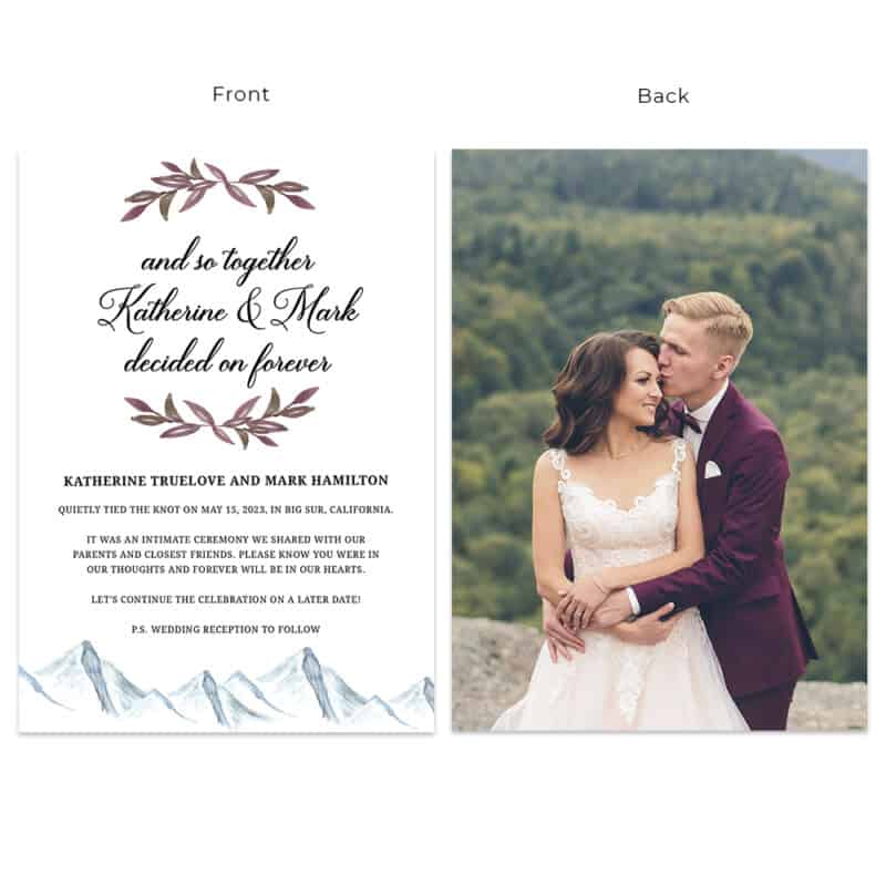 And so together they decided on forever wedding announcement elopement personalized cards #652