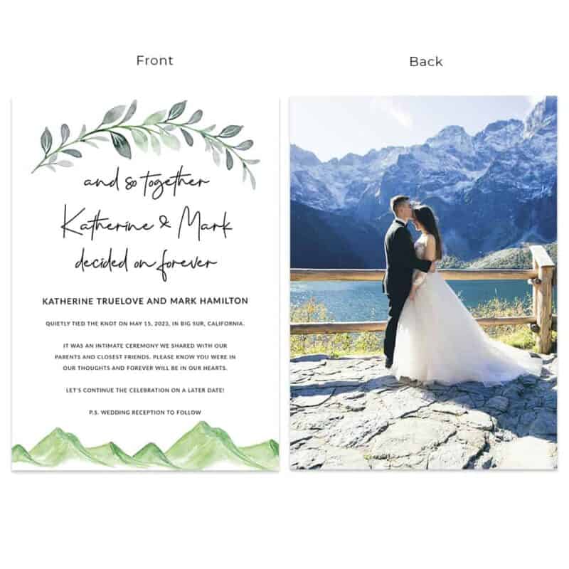And so together they decided on forever elopement intimate wedding announcement cards personalized #654