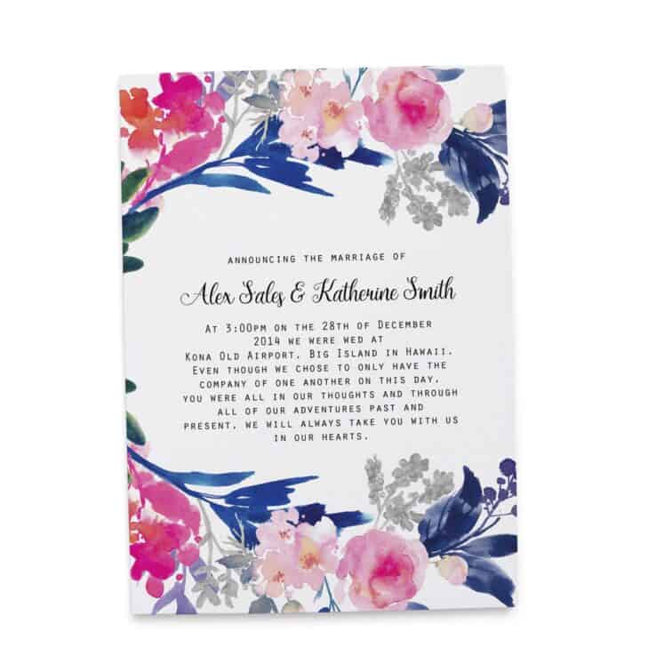 Floral Elopement Announcement Cards, Elopement Card elopement115