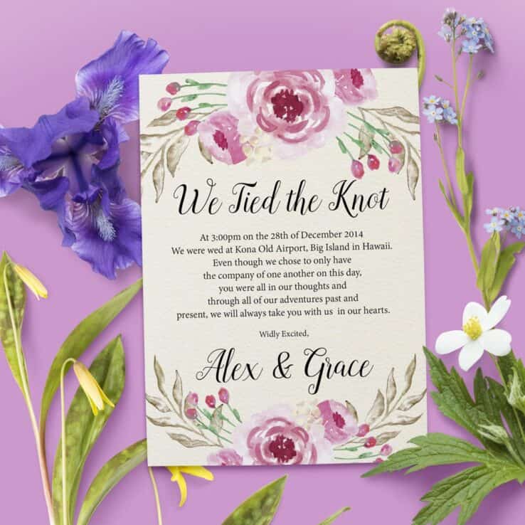 We Tied the Knot Elopement Announcement Cards, Simple and Beautiful Elopement Cards elopement20