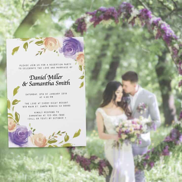 Wedding Invitation Cards Printed and Printable, Wedding Announcement Cards, Marriage Announcement Cards - Fresh Floral Design elopement293