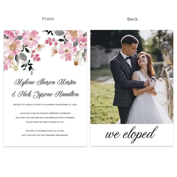 Spring Bloom Flowers Wedding Elopement Personalized Cards #632