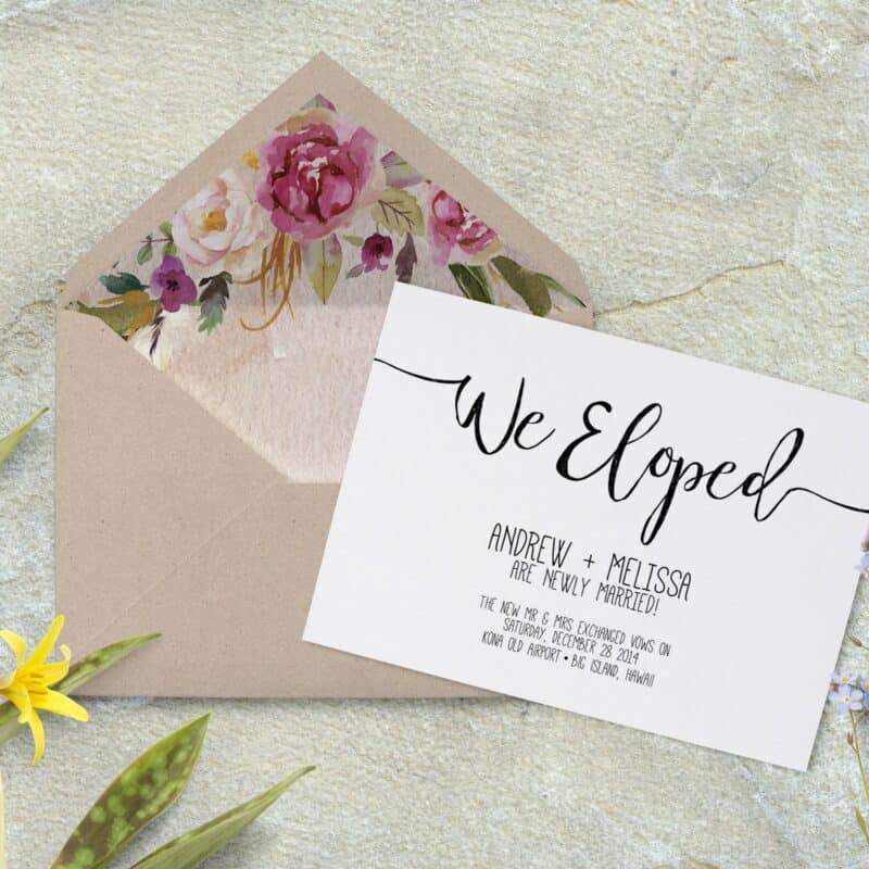 We Eloped Simple Elopement Cards, Elopement Announcement Cards elopement8